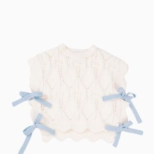 The Impeccable Pig White Sweater with Blue Accents